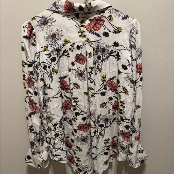 Blu Pepper Floral Button Front Ruffle Sleeve Cuff Blouse Top Size Small - Picture 5 of 5